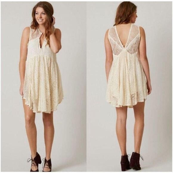✨FREE PEOPLE Don't You Dare Sz Medium Dress in Neutral Combo✨ - Picture 8 of 15